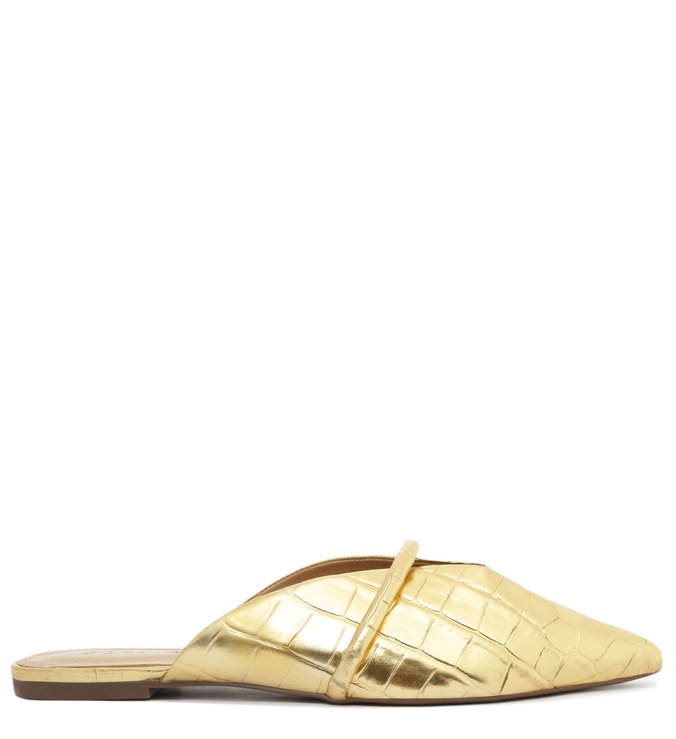 Sapato Mule Animal Print Dourado