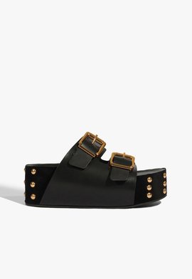 Tamanco Plataforma Couro Preta