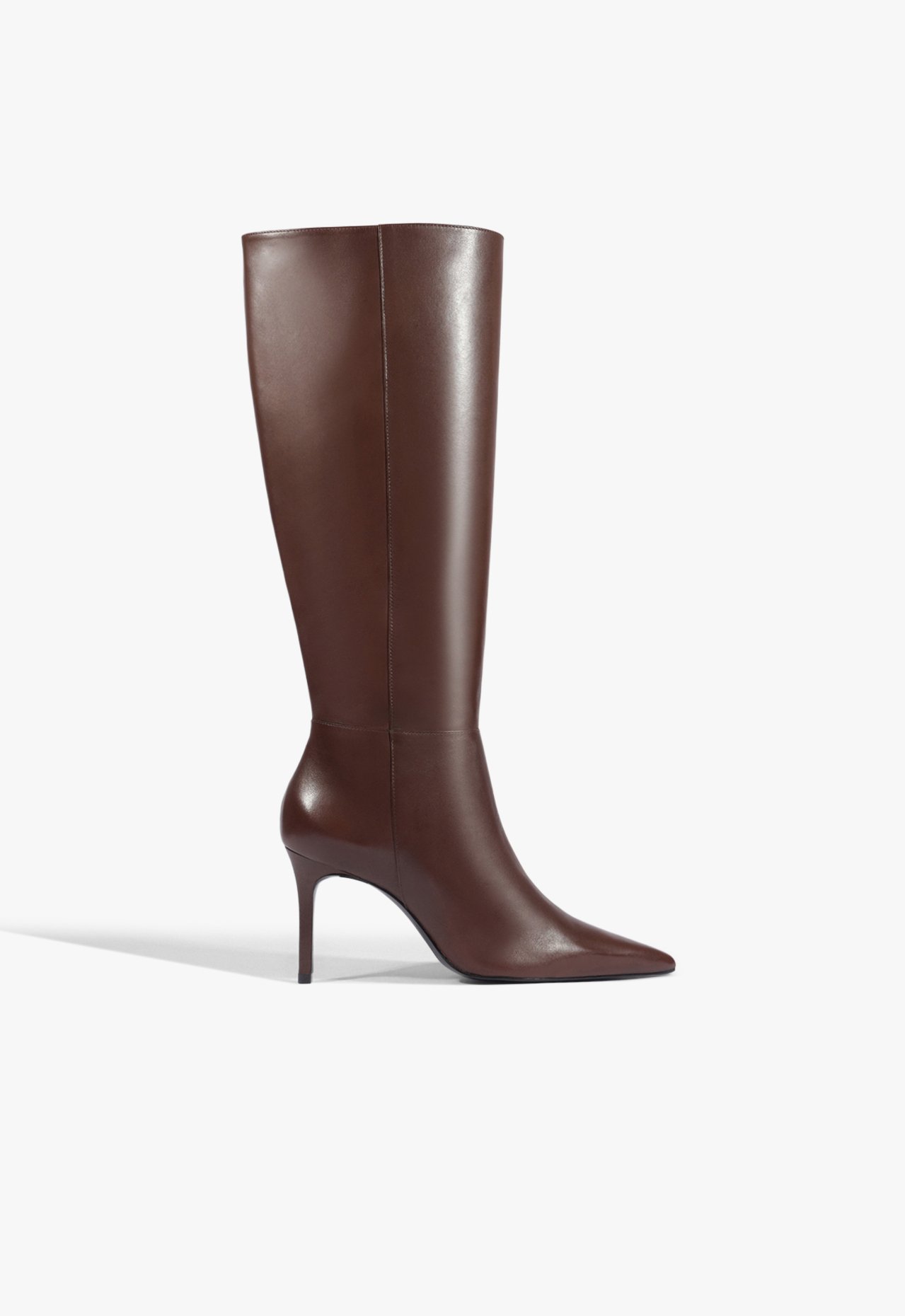 Vista 2 Bota Mikki Up Salto Alto Couro Escuro Schutz Marrom Schutz Marrom