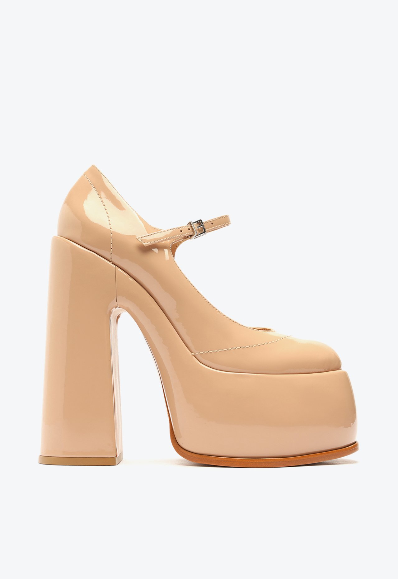 Sapato Scarpin Meia Pata Zayne Verniz Bege