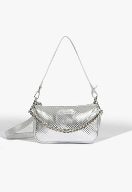 Bolsa Tiracolo Emmy Couro Snake Prata