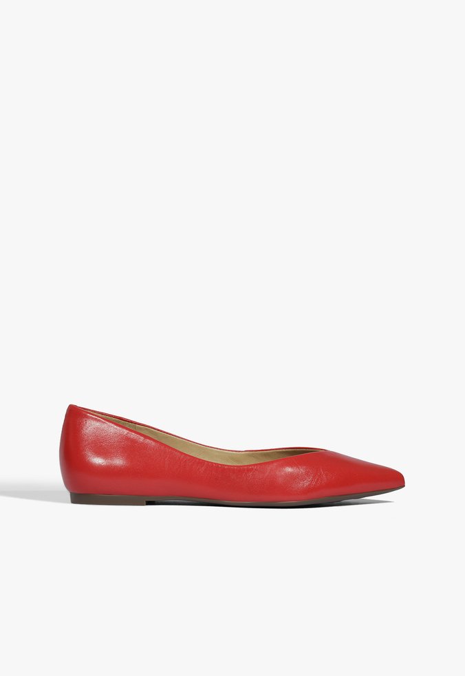 Flat Bico Fino Couro Vermelho
