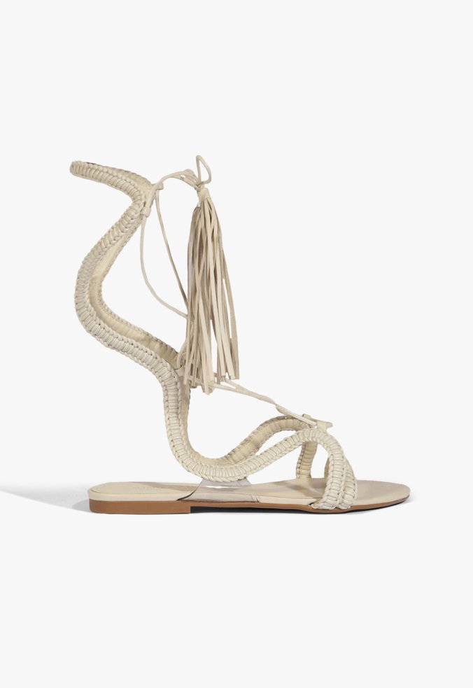 Sandália Rasteira Lace Couro Off White