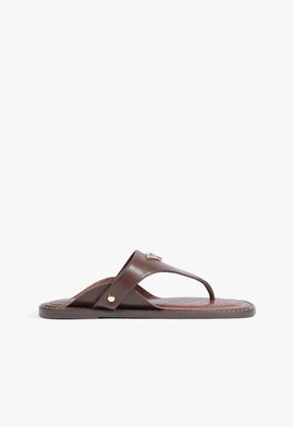 Rasteira Flat Shield Couro Marrom