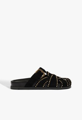 Clog Couro Pelo Preto