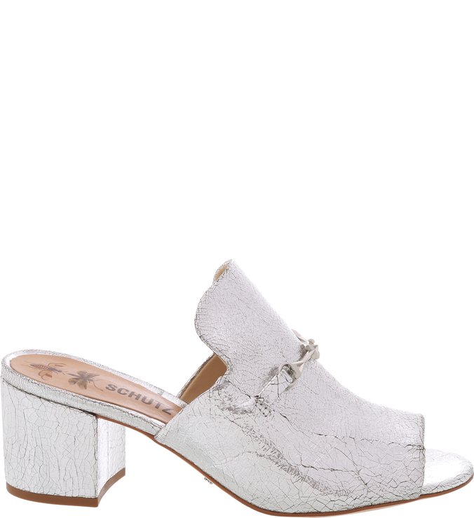 Mule Lola Block Heel Prata