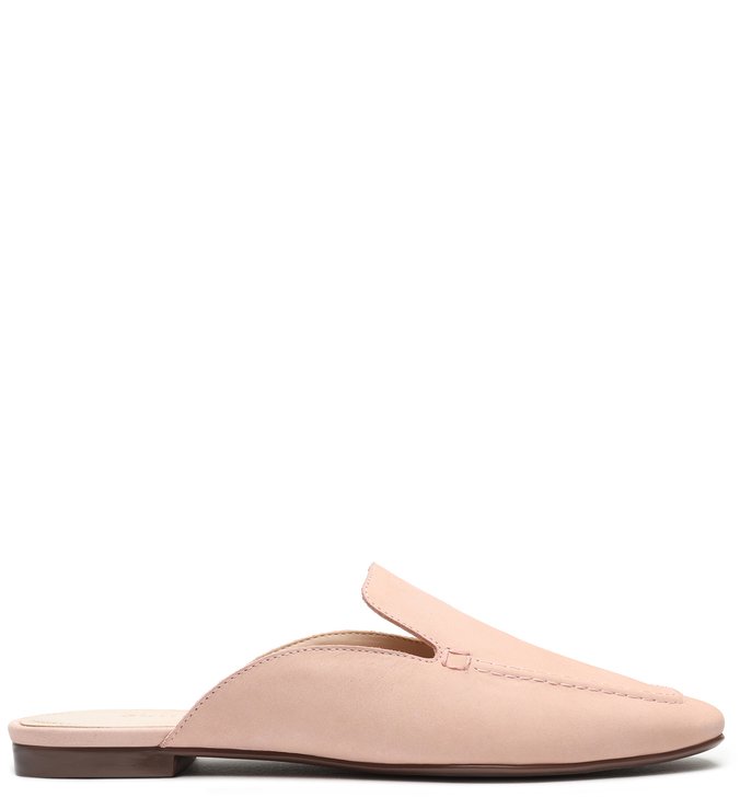 Sandália Rasteira Mule Comfy Suede Rosa Claro