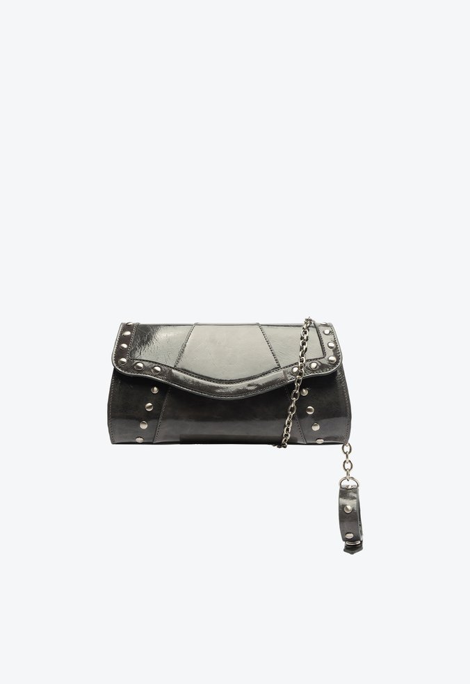 Bolsa Baguete Groove Couro Pequena Cinza