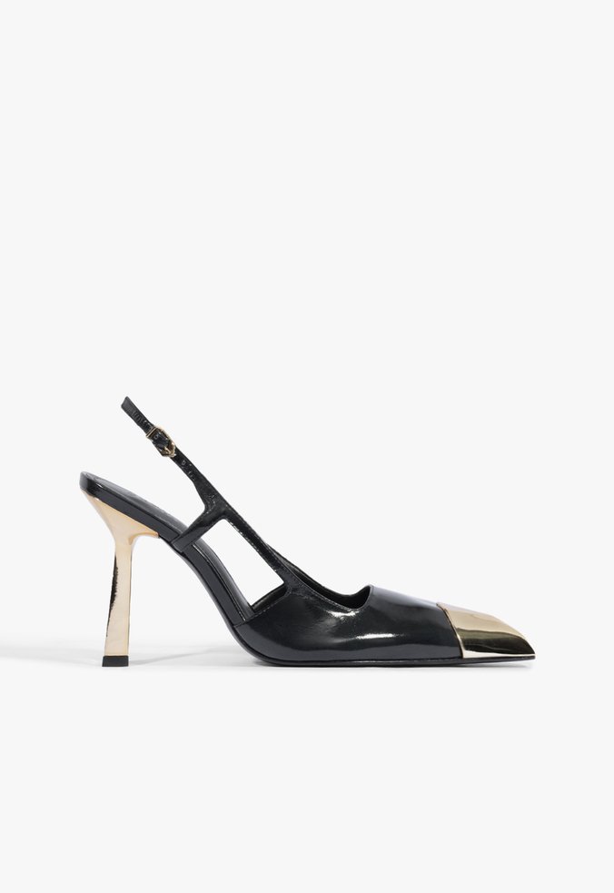 Sapato Scarpin Slingback Verniz Preto