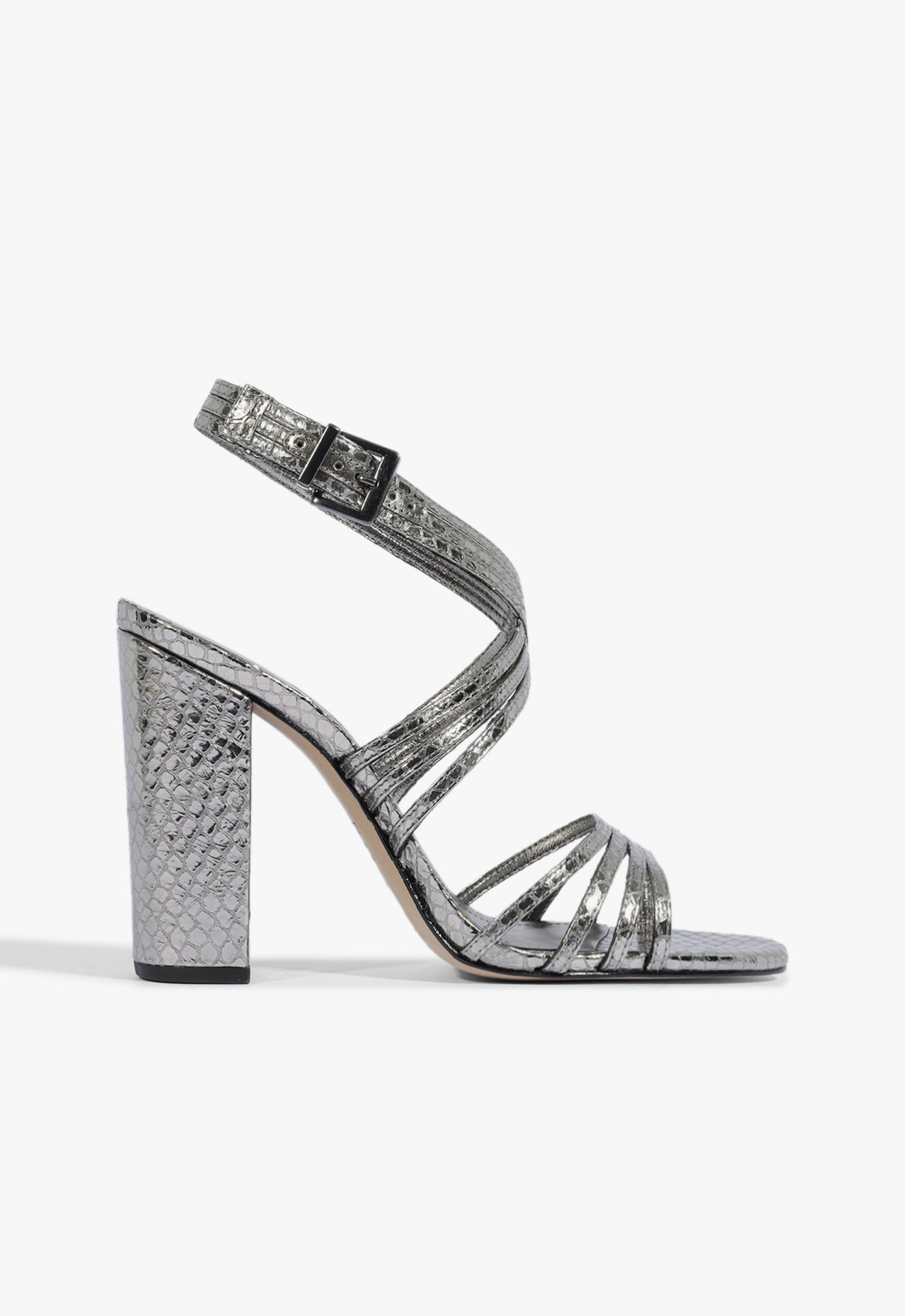 Sandalia Bloco Snake Couro Prata | Schutz