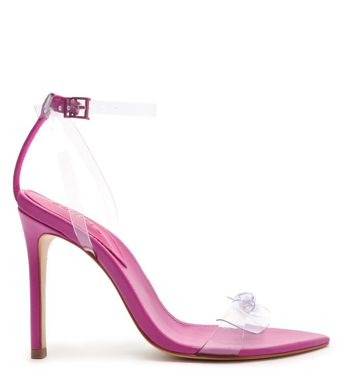Sandália Salto Emily Transparente Vinil Rosa