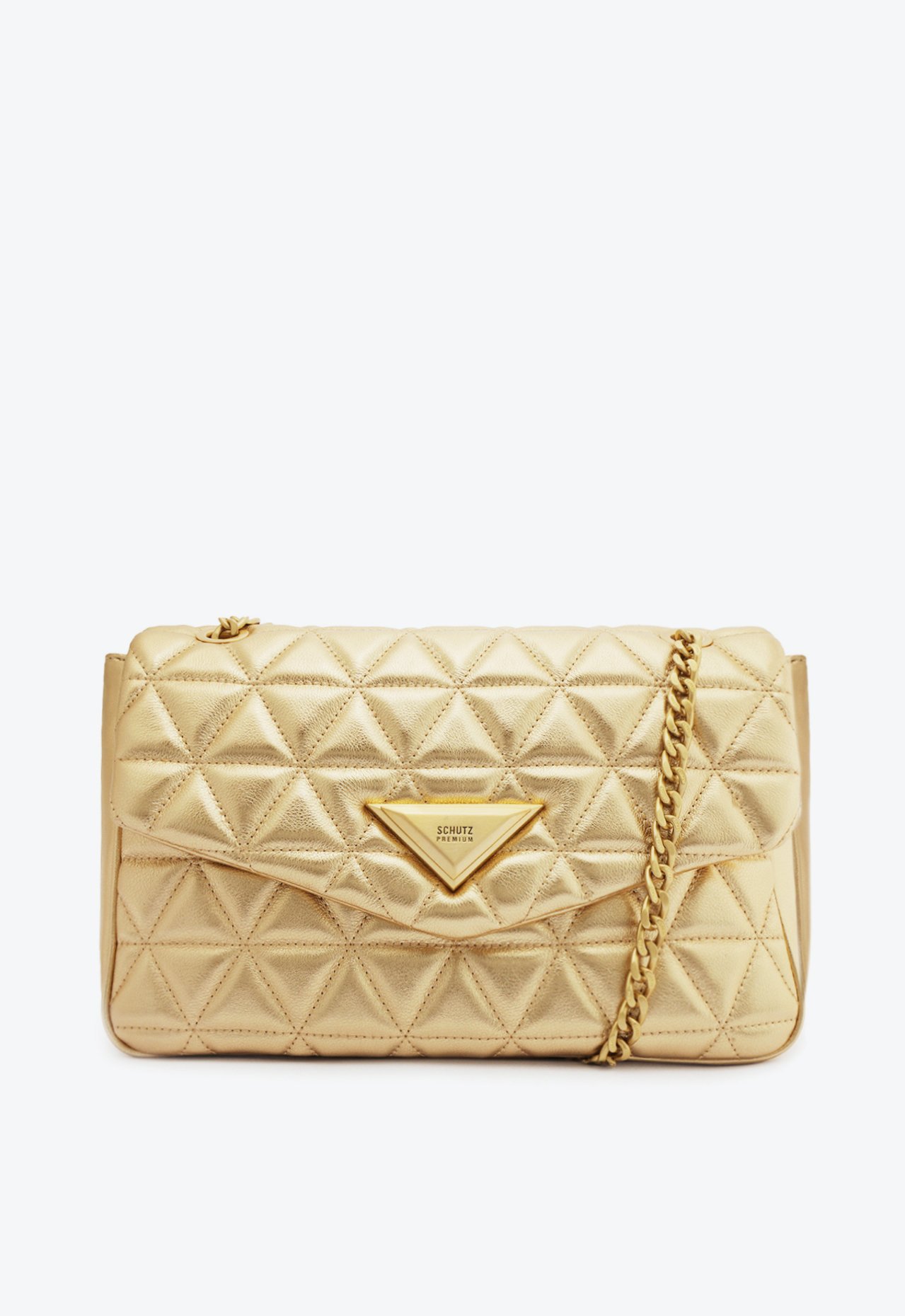 Bolsa Tiracolo Média Couro Matelassê Platina | Schutz