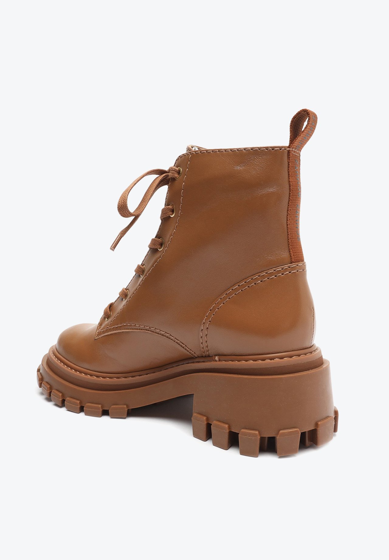 Bota Coturno Tratorado Couro Marrom Claro