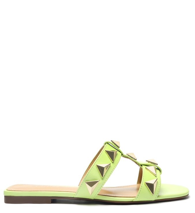 Sandália Rasteira Studs Neon