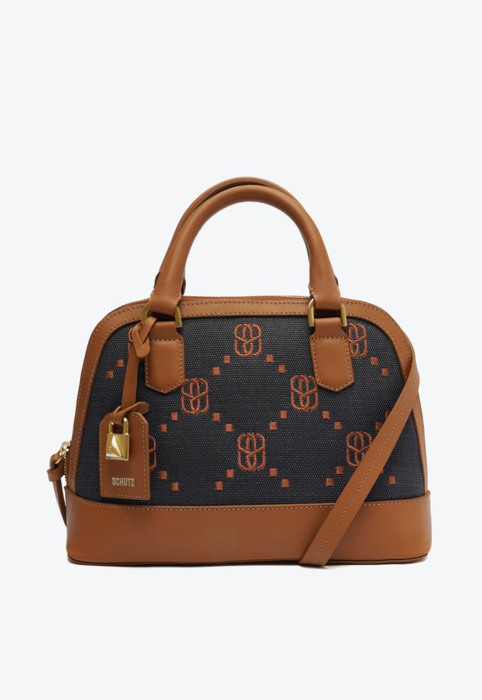 Bolsa Tiracolo Média Jackie Lona Preta Marrom