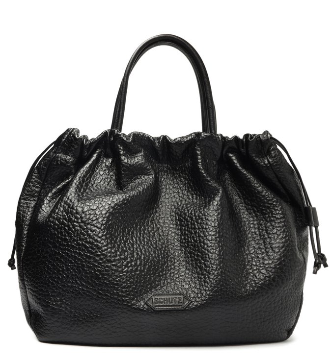 Bolsa Tote Média Kikka Couro Preta