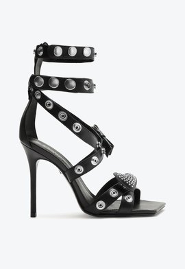 Sandália Salto Alto Presley Couro Preta