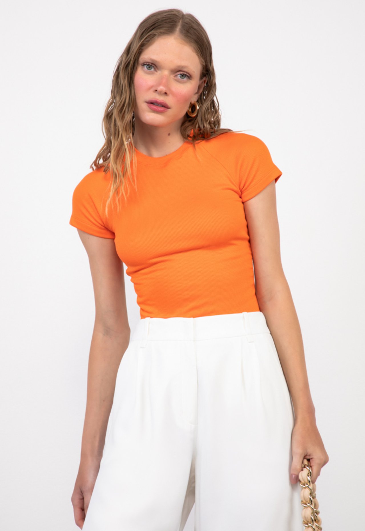 Blusa Rib de Algodão Suellen Laranja | Schutz