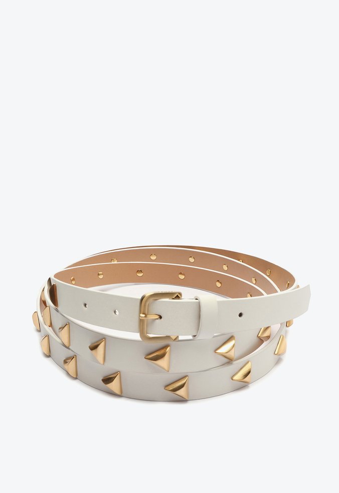 Cinto Studs Hit Couro Branco