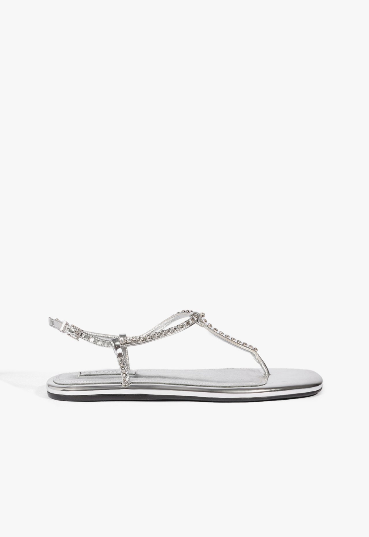 Sandália Rasteira Couro Prateada | Schutz