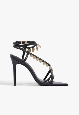 Sandália Salto Fino Medallion Preta