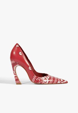 Scarpin Lexi Scarf Couro Vermelho