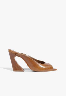Mule Lexi Block Couro Marrom