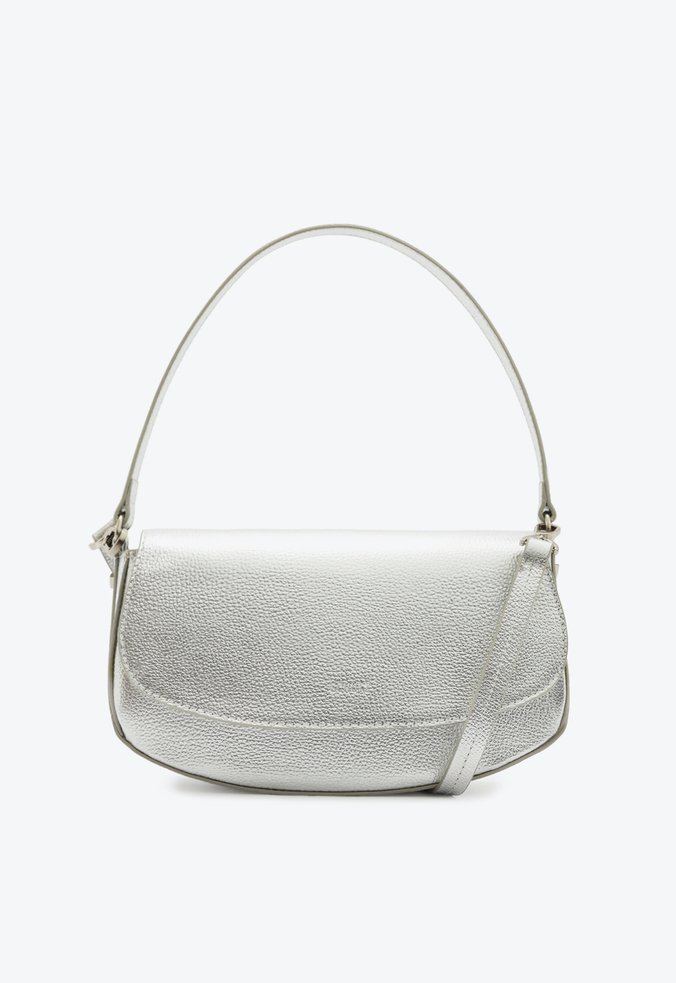 Bolsa Tiracolo Média Baguette Esther Couro Prata