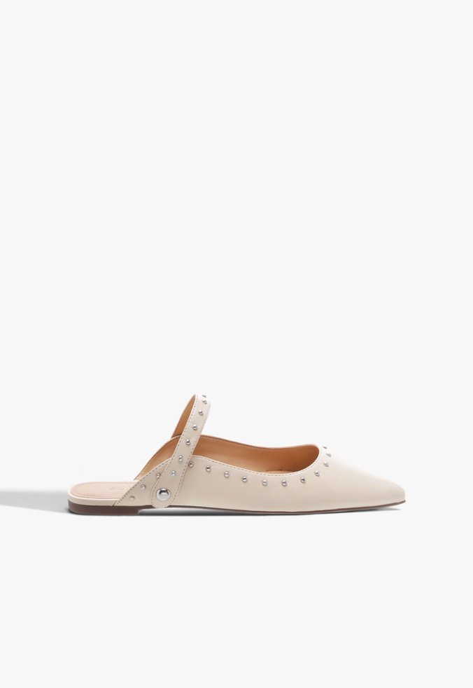 Flat New-S Girlie Studs Couro Offwhite