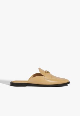 Mule Rasteira Couro Bege
