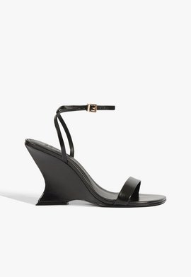 Sandália Anabela Siena Couro Preto