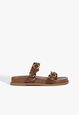 Sandália Papete Selina Sporty Couro Marrom