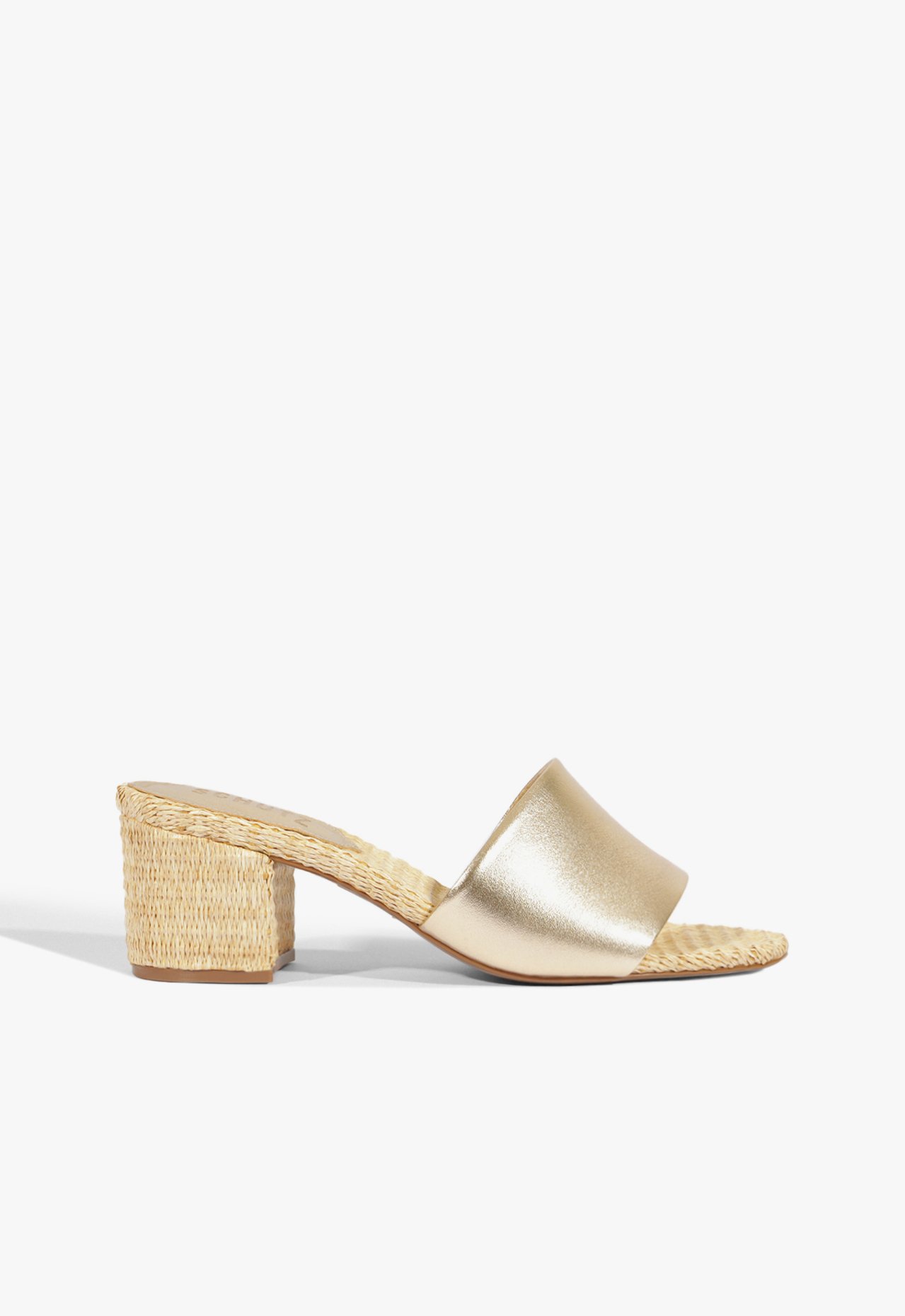 Tamanco Salto Bloco Couro Dourado | Schutz