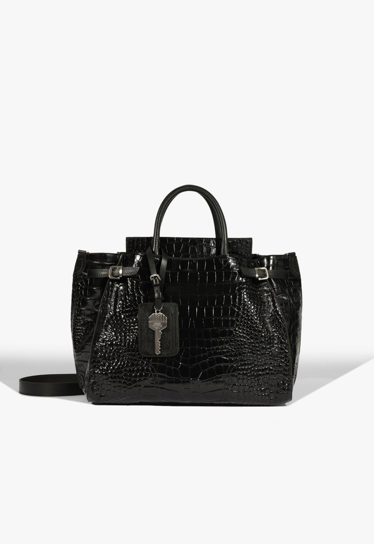 Vista 2 Bolsa Tote Média Heaven Couro Croco Preta | Schutz Schutz BR Preto Schutz BR Preto