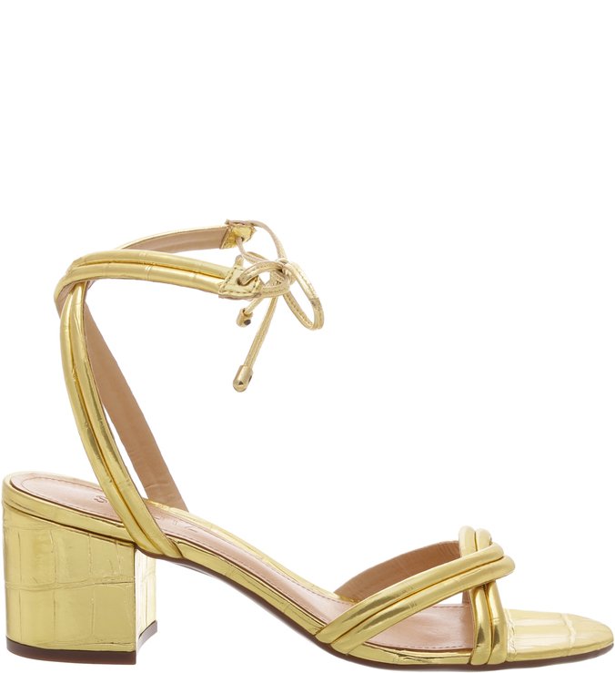 Sandália Block heel Lace-up Golden