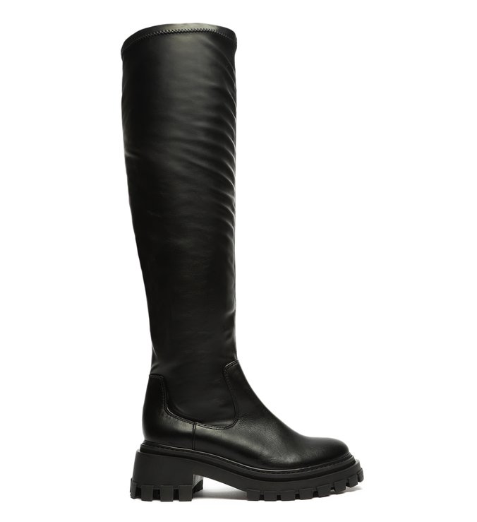 Bota Couro Over The Knee Cano Alto Preta