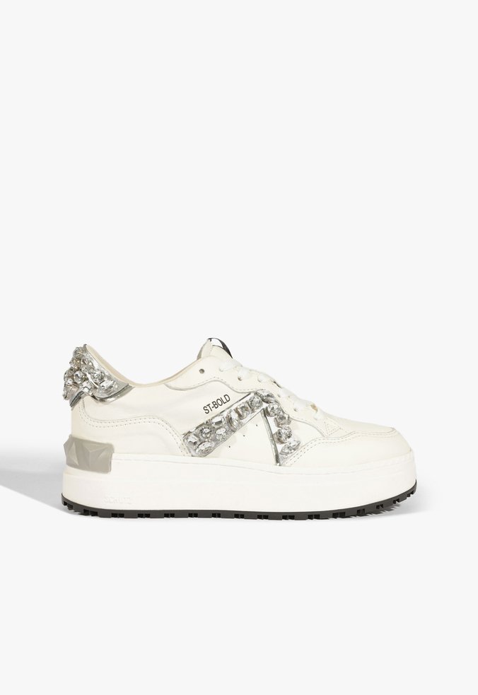 Tênis ST Bold Couro Branco Pedrarias