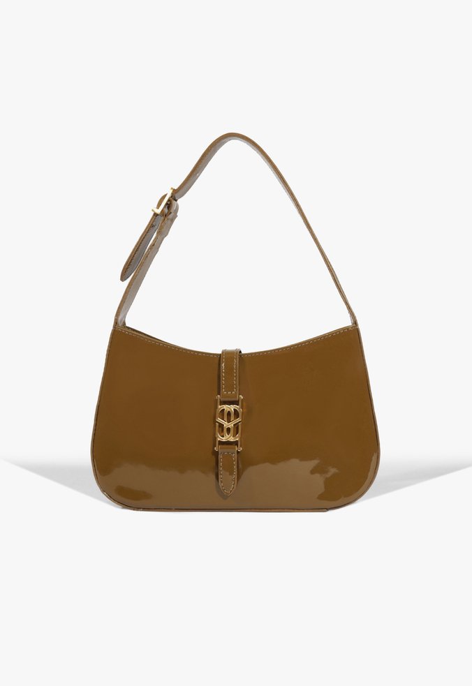 Bolsa Hobo Média Verniz Marrom