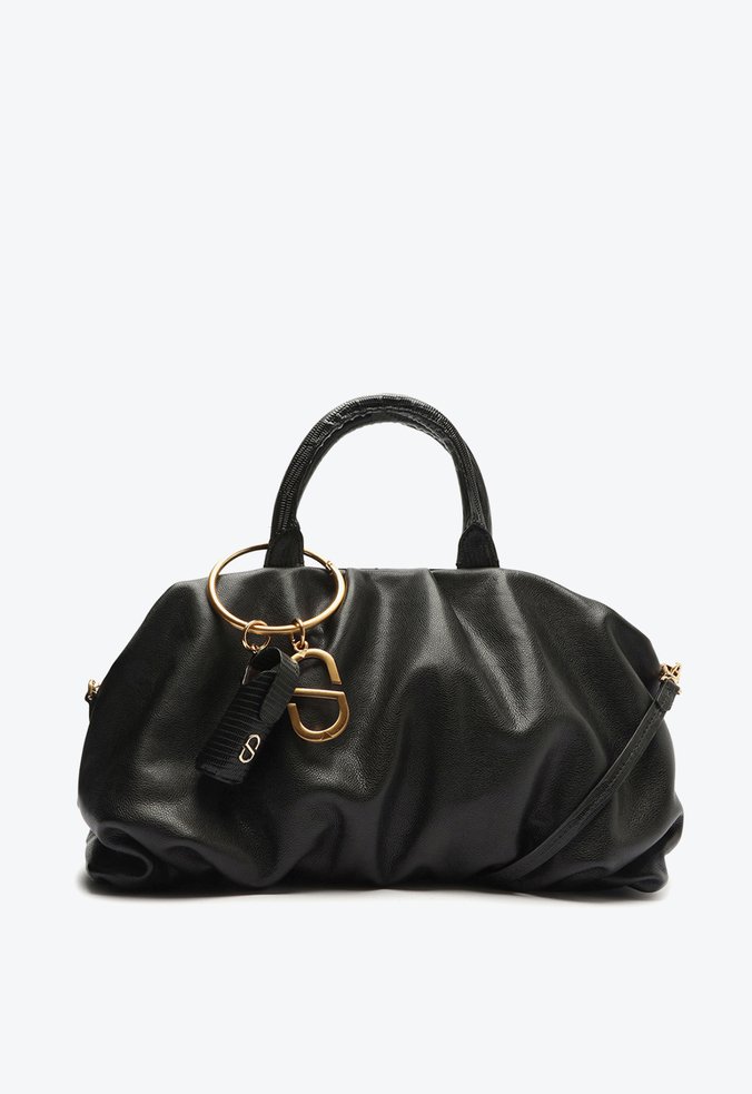 Bolsa Malibu Grande Couro Preta