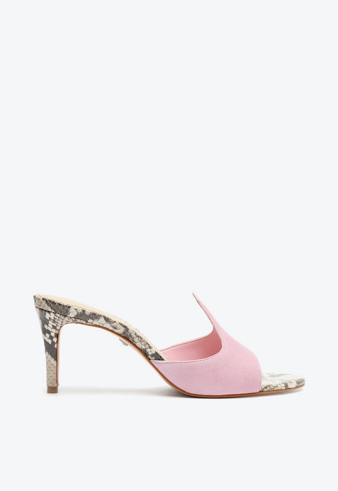 Sapato Mule Flame Shape Camurça Rosa