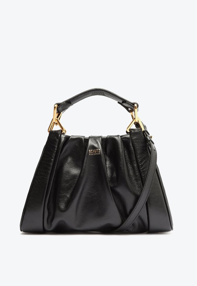 Bolsa Tiracolo Everly Couro Drapeado Preta