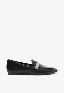 Mocassim Couro Enfeite Brilho Preto