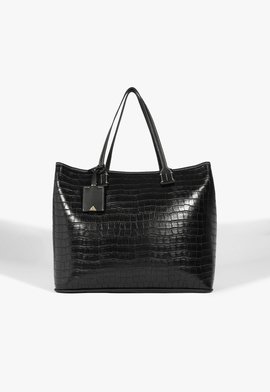 Bolsa Shopping Couro Croco Preta