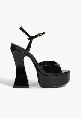 Sandália Meia Pata Luma Verniz Couro Preta