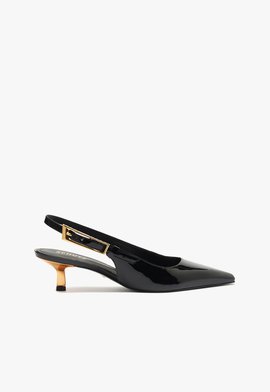 Scarpin Slingback Ciara Pump Mid Couro Preto