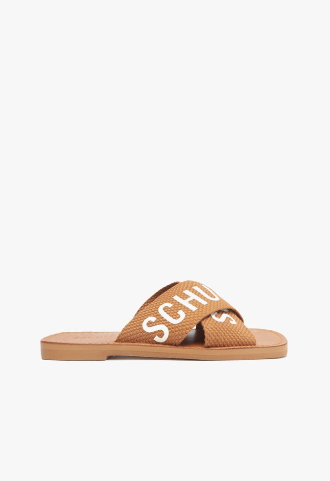 Sandália Rasteira X Schutz Logo Marrom