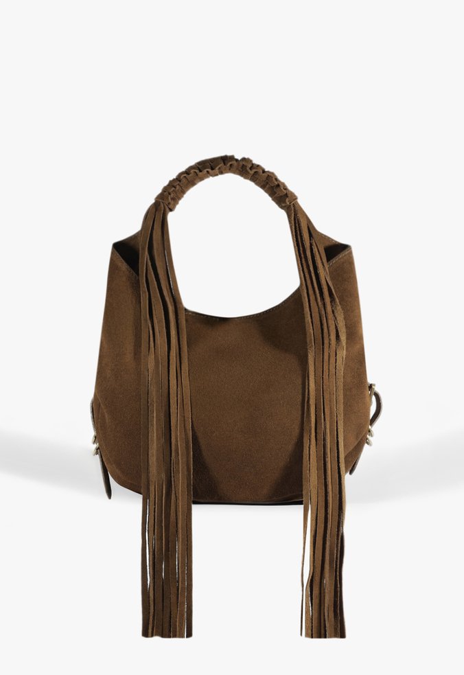 Bolsa Hobo Média Camurça Camurça Marrom