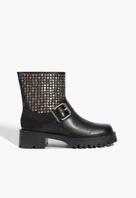 Bota Marla Studs Couro Preta