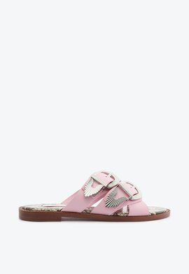 Rasteira Wild Flats Couro Rosa