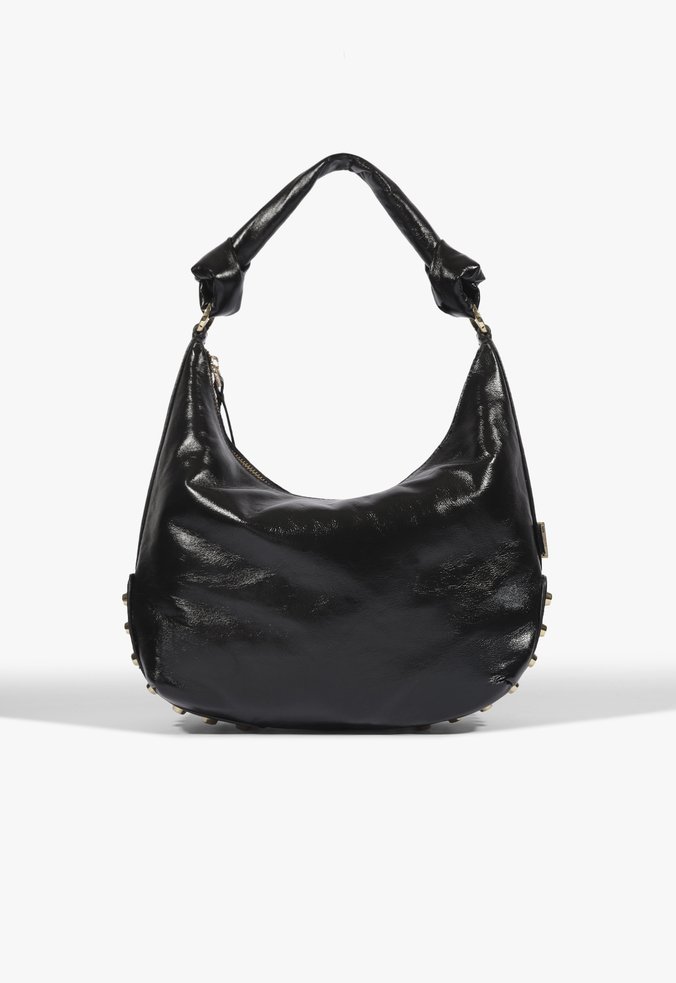 Bolsa Hobo Kora Média Couro Preta